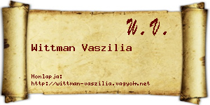 Wittman Vaszilia névjegykártya